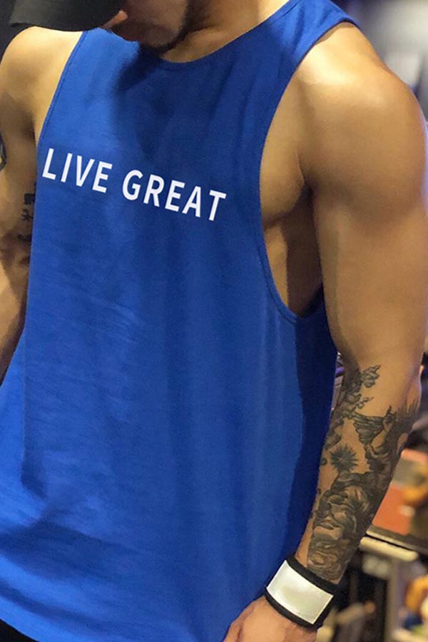 

Lovely Leisure Letter Print Deep Blue Vest