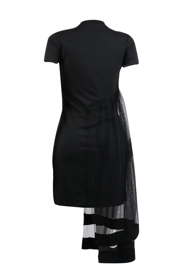 black knee length t shirt dress