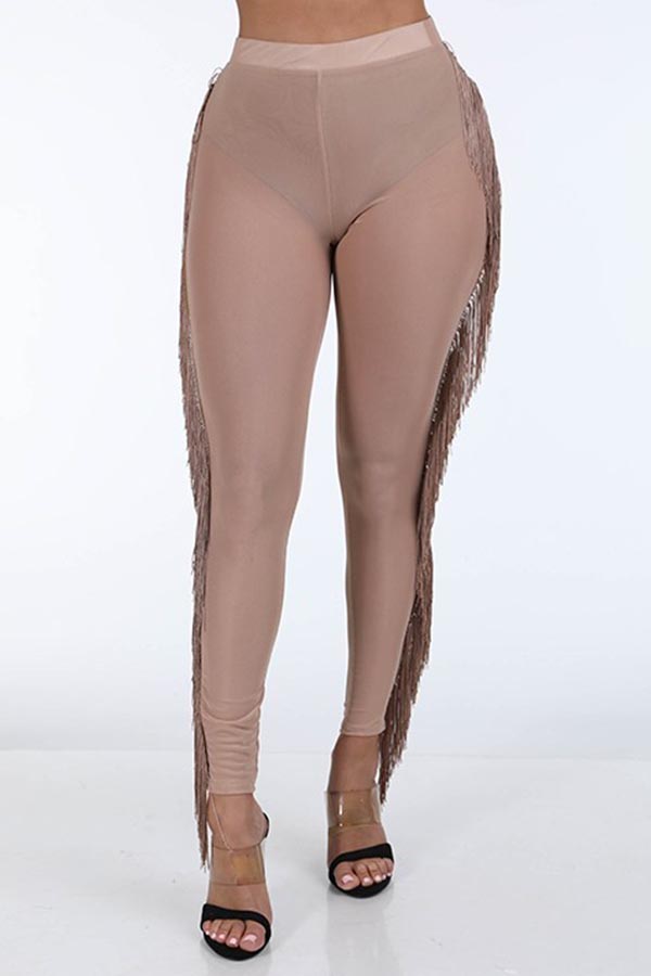 

Lovely Trendy Tassel Design Apricot Leggings