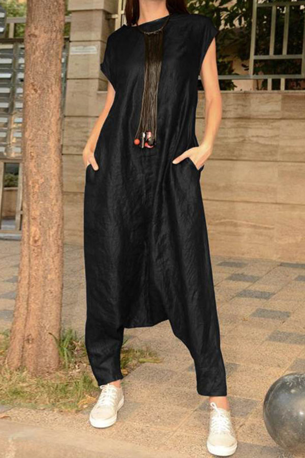 

Lovely Street Loose Black One-piece Jumpsuit