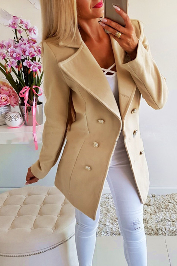 

Lovely Luxury Buttons Design Khaki Coat