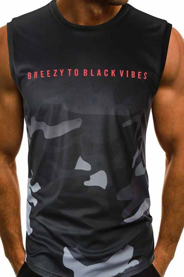 

Lovely Casual Print Grey Black Vest