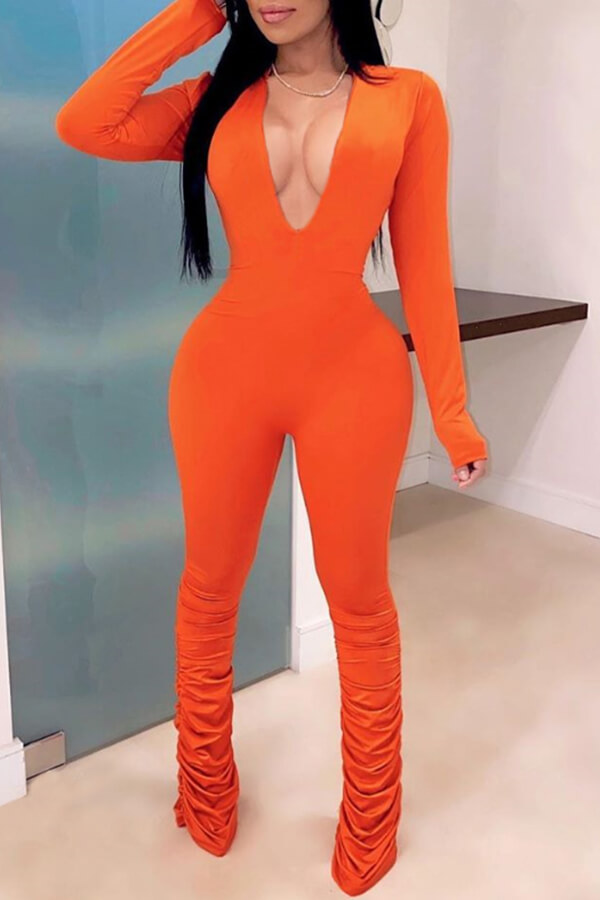 

Lovely Chic Deep V Neck Skinny Croci One-piece Jumpsuit