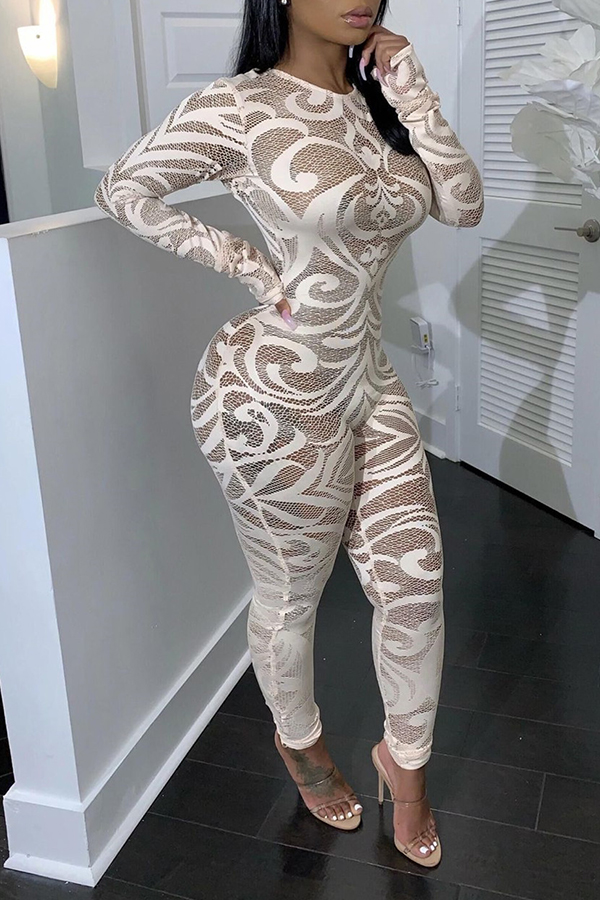 

Lovely Casual See-through White One-piece Jumpsuit