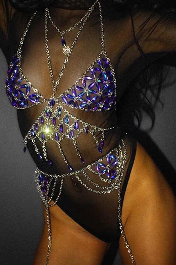 

Lovely Sexy Hollow-out Blue Bra Sets