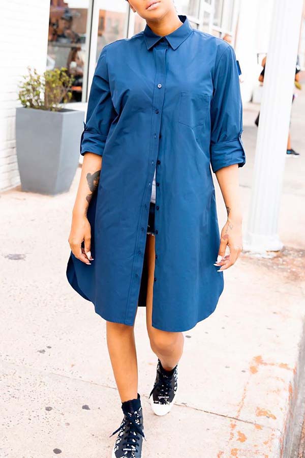 

Lovely Chic Basic Blue Coat