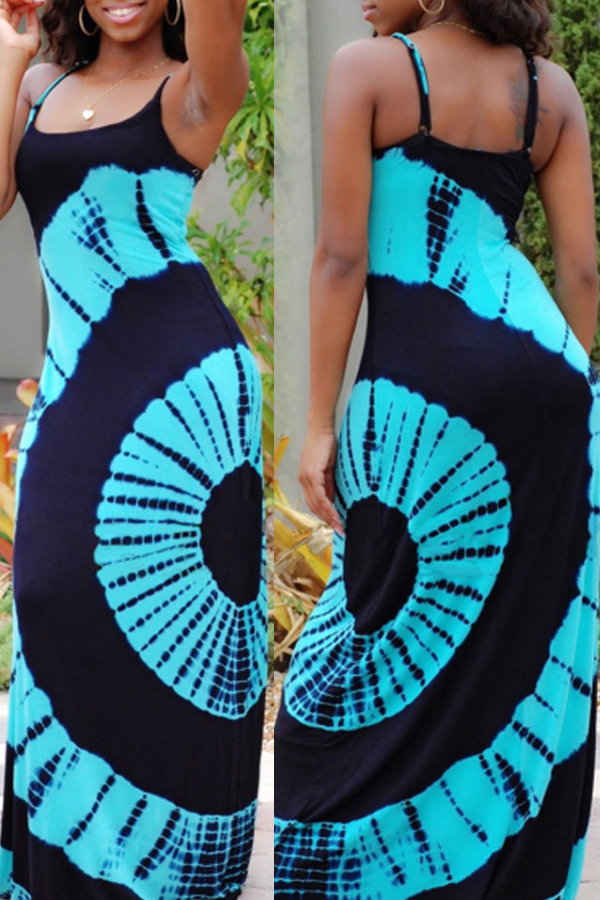 LW BASICS Casual Print Blue Maxi Dress