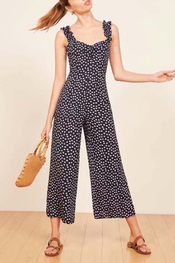 

Lovely Chic Floral Print Black One-piece Jumpsuit