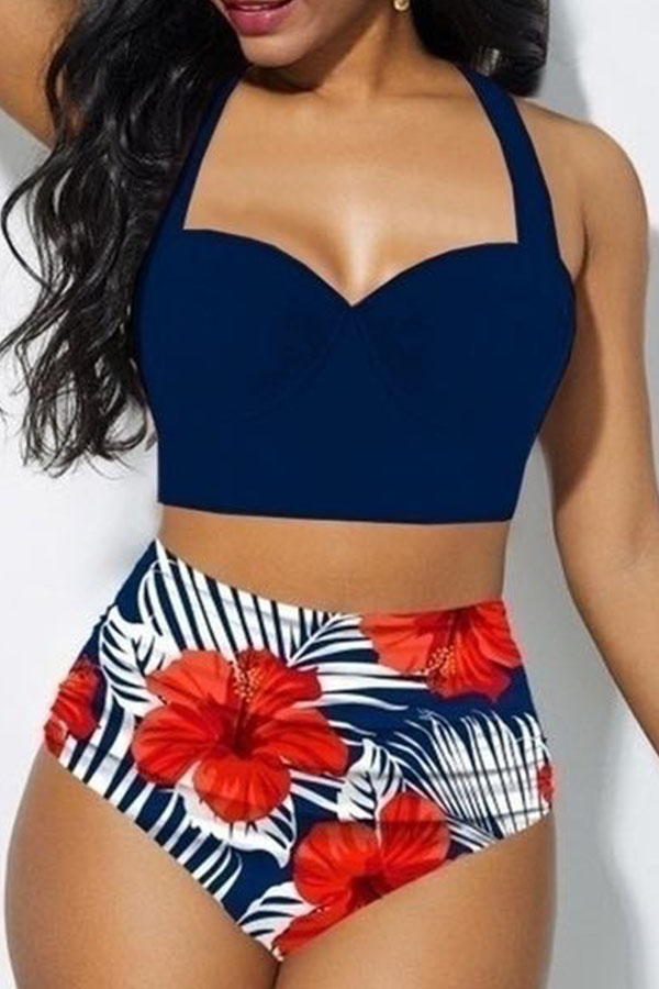 

Lovely Print Blue Bathing Suit Two-piece Swimsuit
