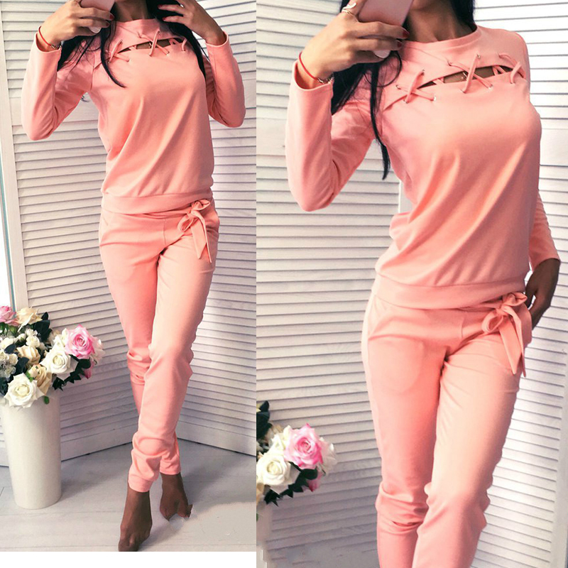 

Lovely Casual Hollow-out Pink Two-piece Pants Set