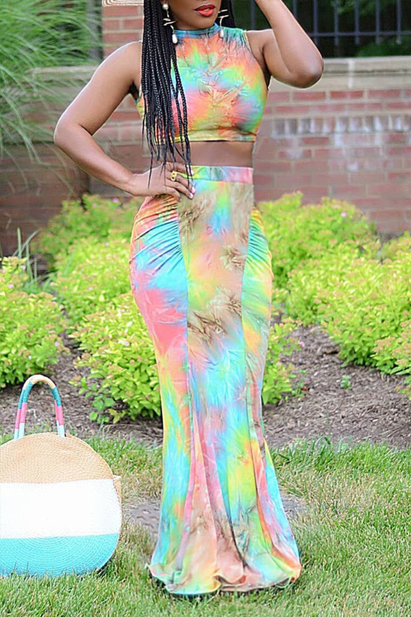 

Lovely Casual Print Multicolor Two-piece Skirt Set, Multi
