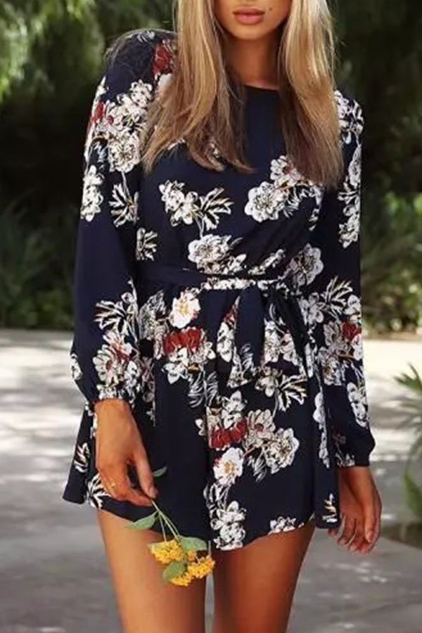 

Lovely Casual Print Loose Black One-piece Romper