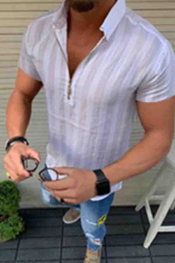 

Lovely Casual Striped White Shirt