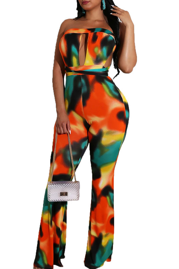 

Lovely Trendy Print Orange One-piece Jumpsuit