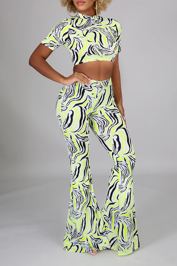 

Lovely Casual Print Green Two-piece Pants Set