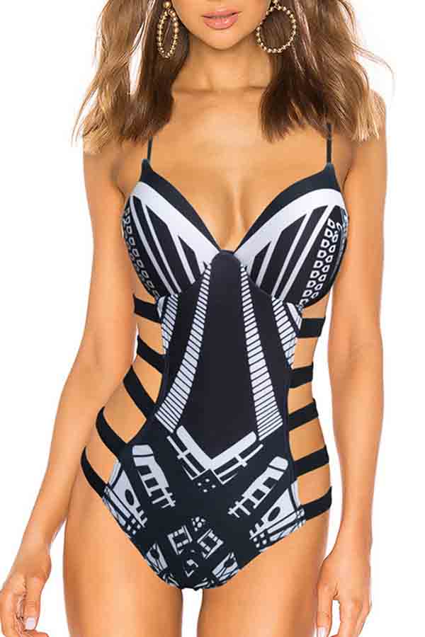 

Lovely Hollow-out Black Bathing Suit One-piece Swimsuit