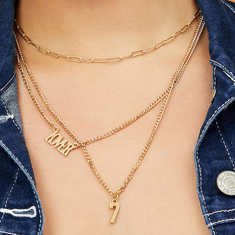 

Lovely Trendy Letter Gold Necklace