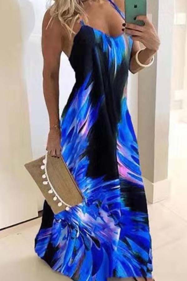

Lovely Bohemian Print Blue Maxi Dress