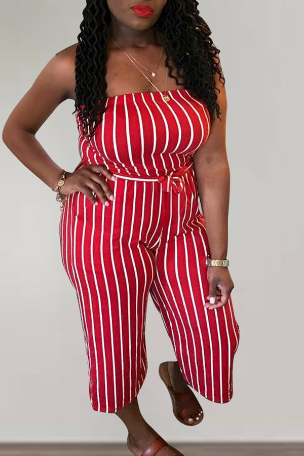 

Lovely Trendy Striped Red One-piece Jumpsuit