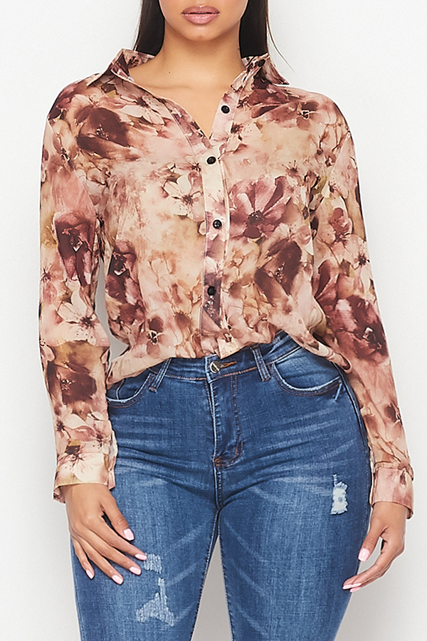 

Lovely Trendy Print Brown Shirt