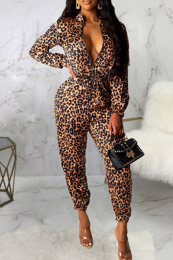 

Lovely Casual Leopard Print One-piece Jumpsuit