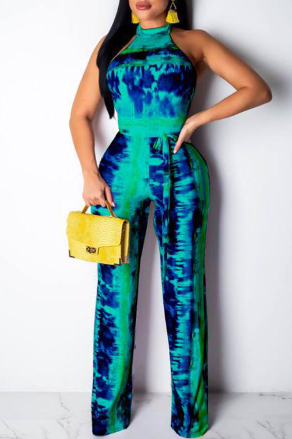 

Lovely Trendy Print Green One-piece Jumpsuit