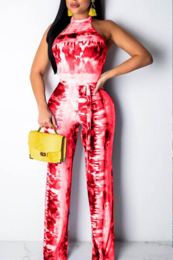 

Lovely Trendy Print Red One-piece Jumpsuit