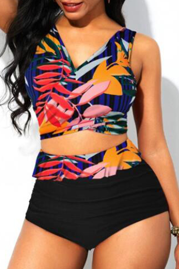 

Lovely Print Black Two-piece Swimsuit