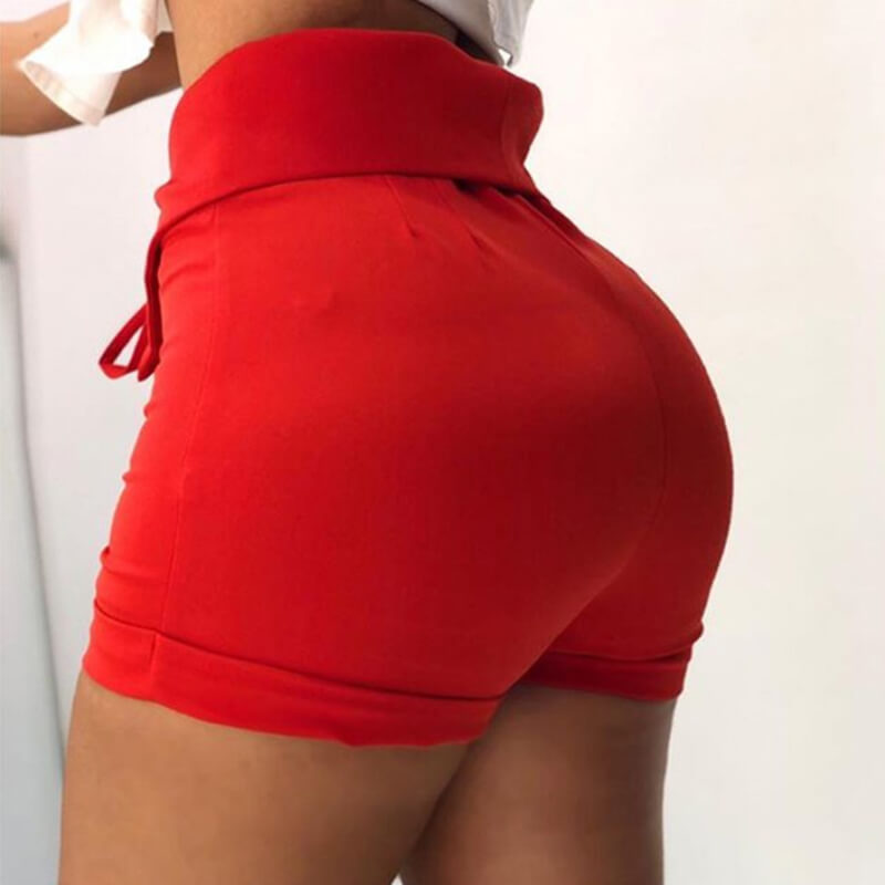 Lovely Trendy Lace-up Red Shorts