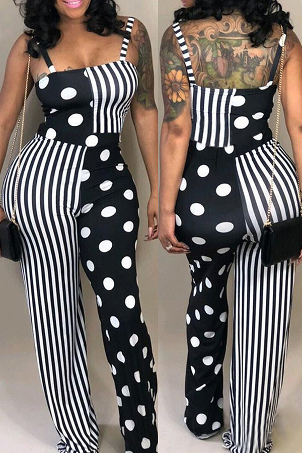 

Lovely Trendy Patchwork Black One-piece Jumpsuit