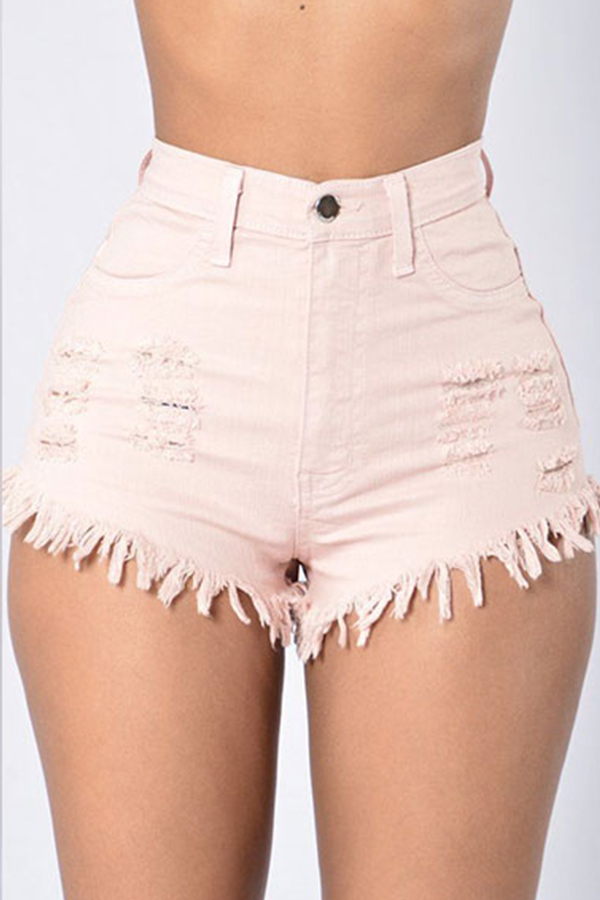

Lovely Trendy Tassel Design Pink Shorts