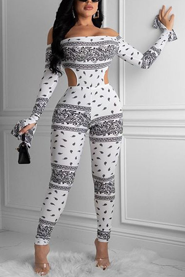 

Lovely Trendy Print White Two-piece Pants Set