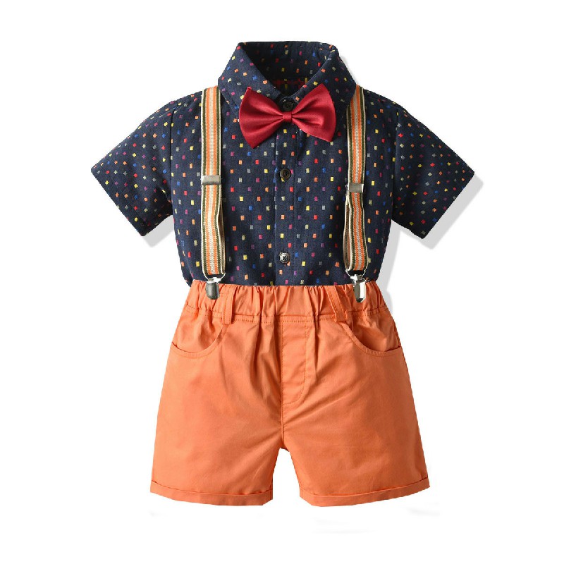 

Lovely Casual Print Orange Boy Two-piece Shorts Set