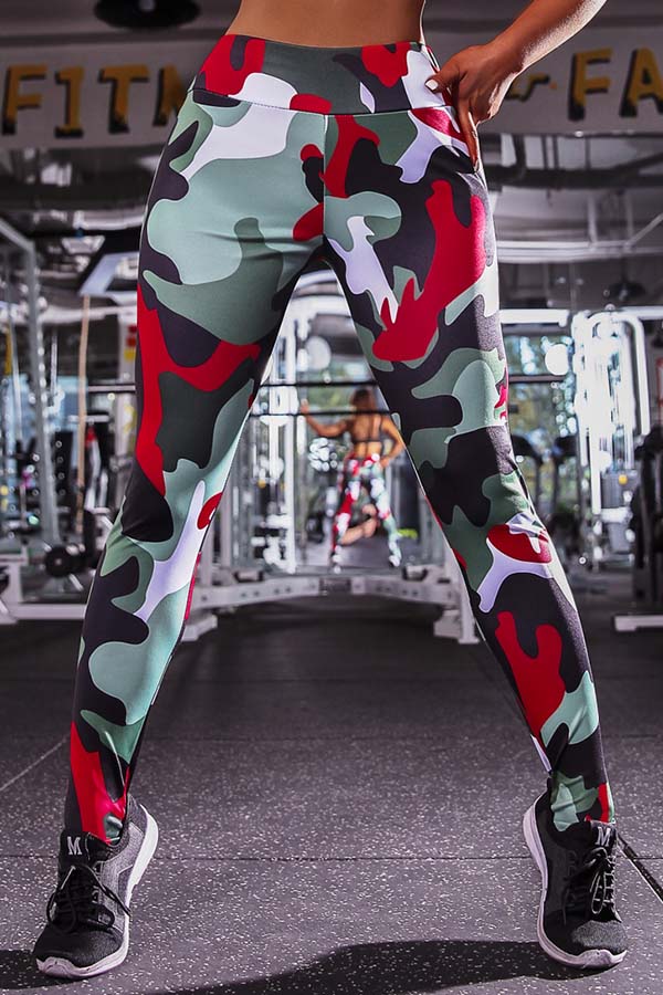 

Lovely Casual Camo Print Green Leggings