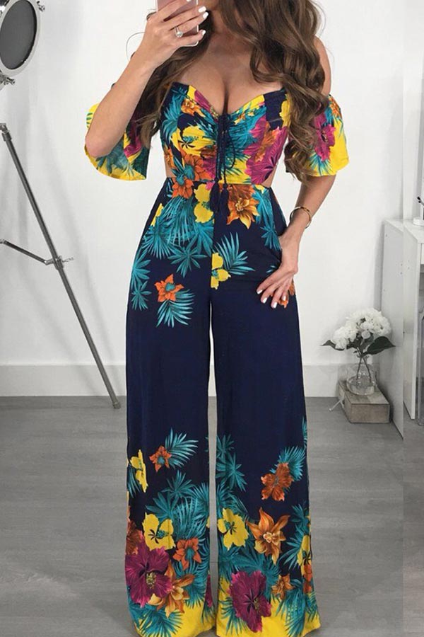 

Lovely Trendy Print Red One-piece Jumpsuit