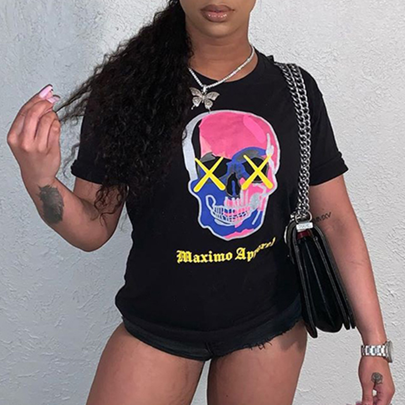 

Lovely Casual Print Black T-shirt