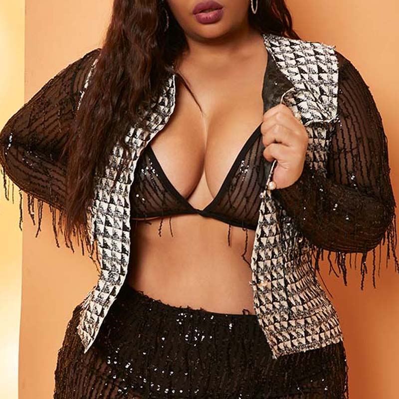 

Lovely Casual Grid Print Black Plus Size Vests