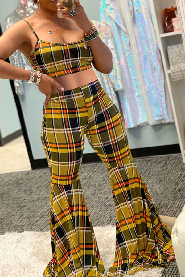 

Lovely Sweet Grid Multicolor Two-piece Pants Set, Multi