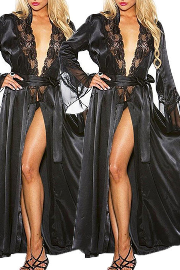 

Lovely Sexy Lace Patchwork Black Babydolls