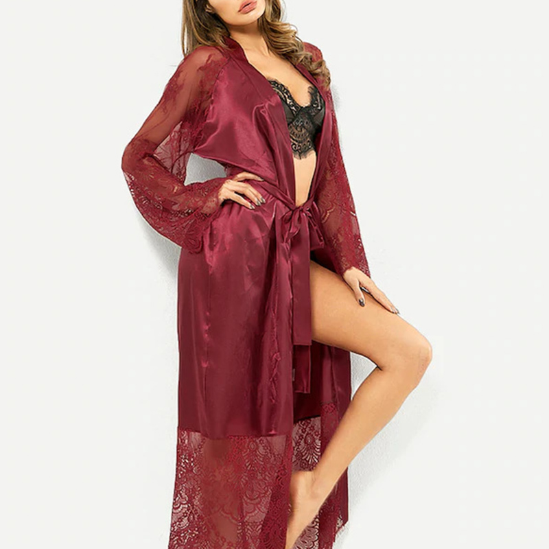

Lovely Sexy Lace Patchwork Wine Red Babydolls