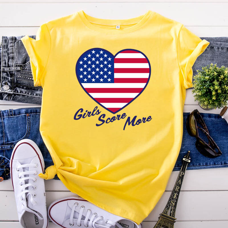 

Lovely Casual O Neck Heart Print Yellow Plus Size T-shirt