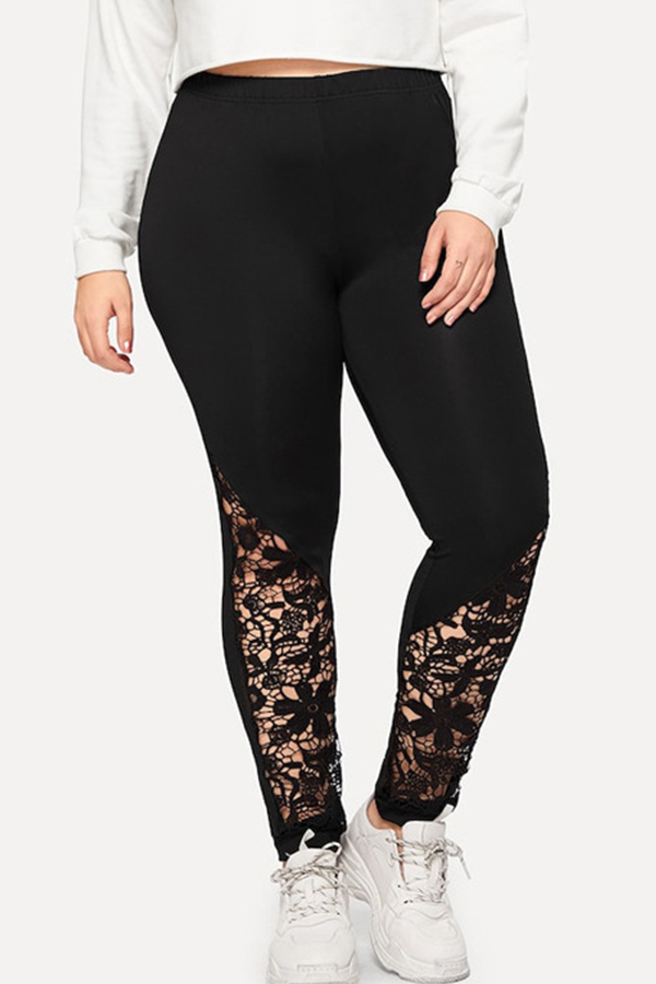 

Lovely Trendy Patchwork Black Plus Size Pants