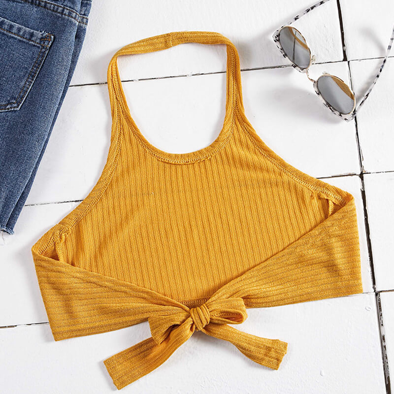 

Lovely Leisure Lace-up Yellow Camisole