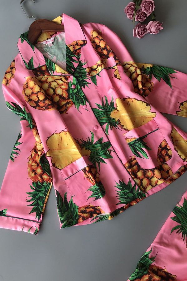 

Lovely Casual Pineapple Print Pink Sleepwear