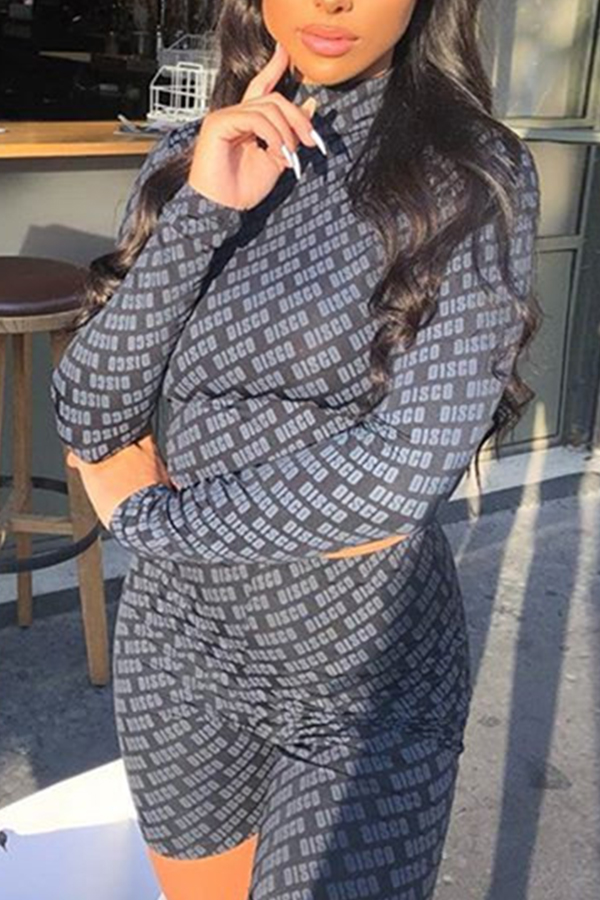 

Lovely Sportswear Print Black Two-piece Shorts Set