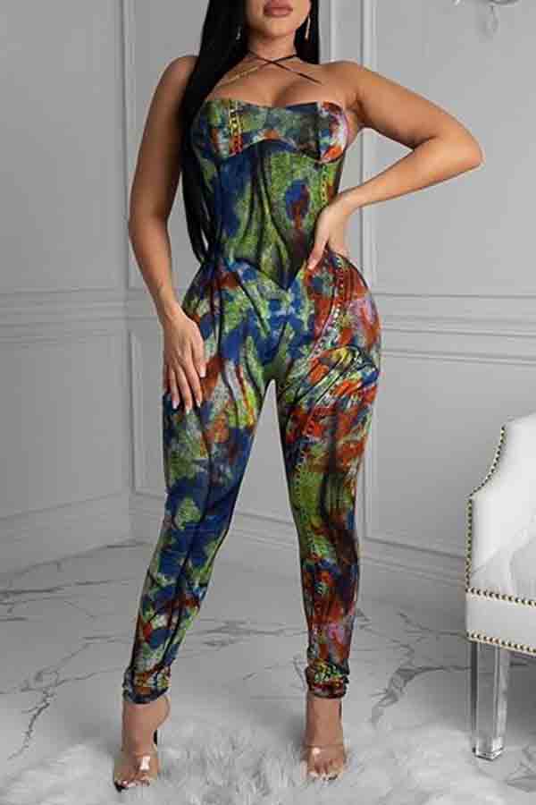 

Lovely Leisure Print Green One-piece Jumpsuit