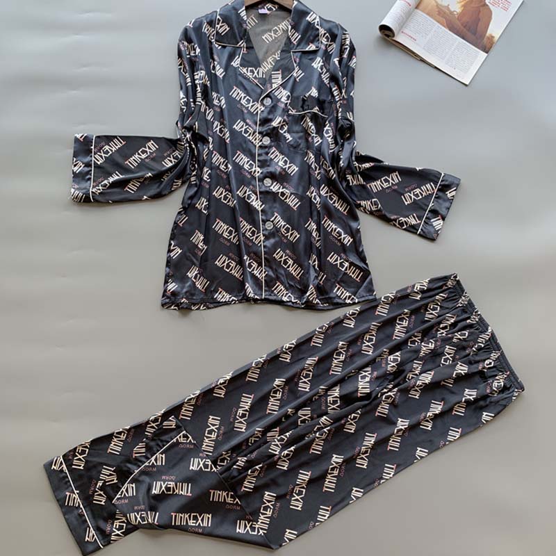 

Lovely Casual Print Black Sleepwear