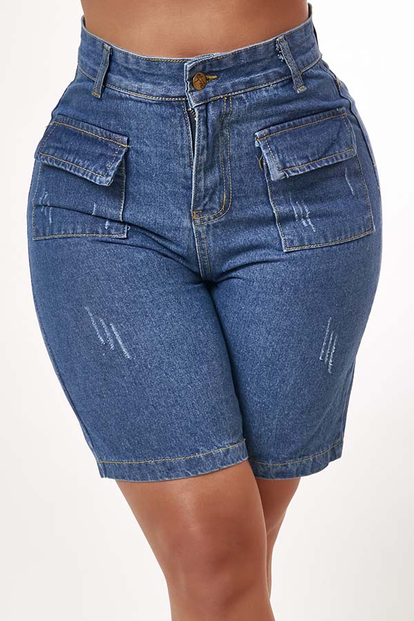 Lovely Casual Pocket Patched Blue Shorts_Shorts_Bottoms_LovelyWholesale ...
