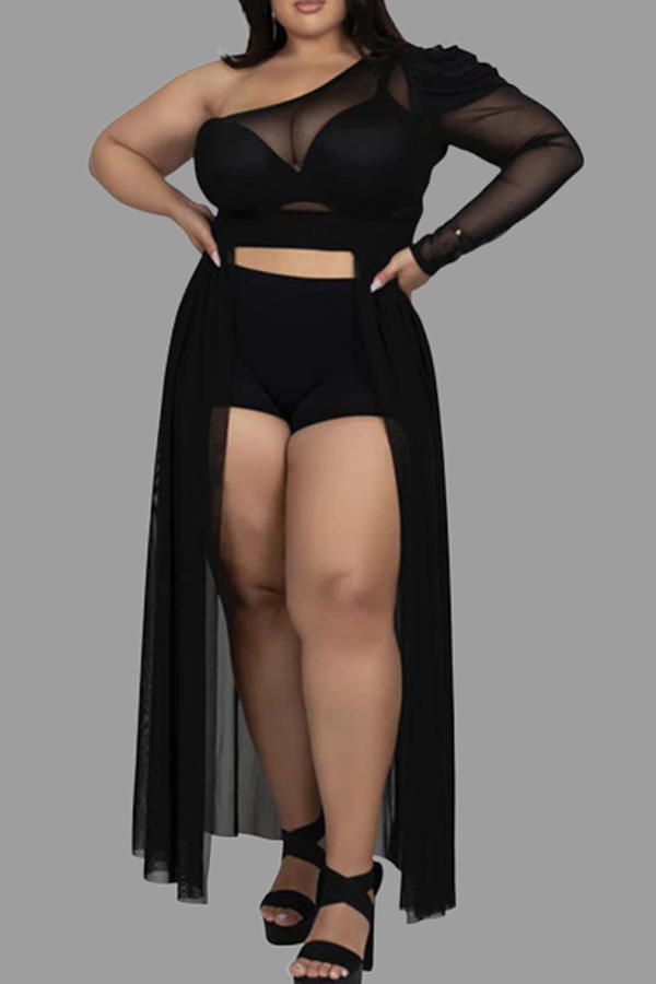 

Lovely See-through Black Plus Size Cover-Up