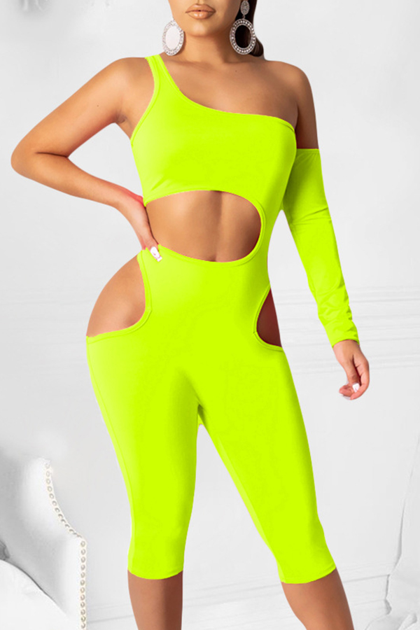 

Lovely Sexy Hollow-out Yellow One-piece Romper
